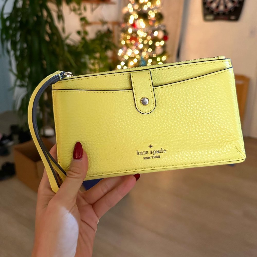 Kate Spade Butter Yellow Folding Wallet with Wristlet